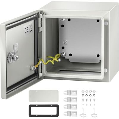 VEVOR Boîtier en acier au carbone NEMA, 20x20x15 cm, coffret armoire électrique NEMA 4X, IP66 étanche et anti-poussière, boîte de jonction électrique extérieure et intérieure, avec plaque de montage VEVOR Boîtier en acier au carbone NEMA, 20x20x15 cm, coffret armoire électrique NEMA 4X, IP66 étanche et anti-poussière, boîte de jonction électrique extérieure et intérieure, avec plaque de montage