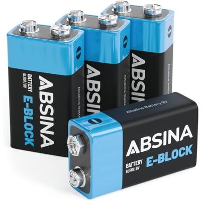 ABSINA Détecteur de fumée alcaline 9 V Durable et étanche Lot de 4 piles 9 V pour détecteurs de fumée et bien plus encore ABSINA Détecteur de fumée alcaline 9 V Durable et étanche Lot de 4 piles 9 V pour détecteurs de fumée et bien plus encore