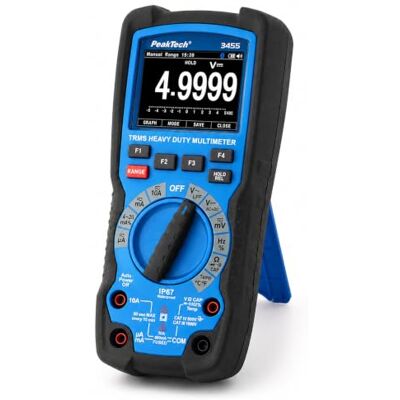 PeakTech 3455 True RMS Multimètre 50 000 comptes CAT III 1000 V IP67 TFT BT Multimètre numérique professionnel Testeur de tension Testeur de continuité Étanche IP67 Bluetooth et enregistreur de PeakTech 3455 True RMS Multimètre 50 000 comptes CAT III 1000 V IP67 TFT BT Multimètre numérique professionnel Testeur de tension Testeur de continuité Étanche IP67 Bluetooth et enregistreur de