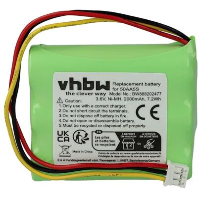 vhbw Batterie de rechange pour Tonies 50AA5S pour boîte de musique (2000mAh, 3,6V, NiMH) vhbw Batterie de rechange pour Tonies 50AA5S pour boîte de musique (2000mAh, 3,6V, NiMH)