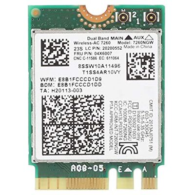 Bewinner Carte réseau sans Fil Double fréquence, Interface NGFF/M2, protocole de Prise en Charge 802.11ac, Carte réseau Portable bi-Bande Haute Vitesse 867 Mbps pour Intel 7260 AC Bewinner Carte réseau sans Fil Double fréquence, Interface NGFF/M2, protocole de Prise en Charge 802.11ac, Carte réseau Portable bi-Bande Haute Vitesse 867 Mbps pour Intel 7260 AC