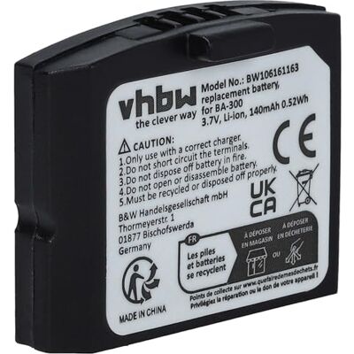 vhbw Batterie compatible avec Sennheiser Set 830 S, Set 830 TV, Set 840, Set 840 S, Set 840 TV Wireless Headset Headset (140mAh, 3.7V, Li-Polymère) vhbw Batterie compatible avec Sennheiser Set 830 S, Set 830 TV, Set 840, Set 840 S, Set 840 TV Wireless Headset Headset (140mAh, 3.7V, Li-Polymère)