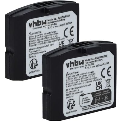 vhbw 2X Batterie Compatible avec Sennheiser RR 840 S, Set 840 TV, Set 900 Casque et écouteurs sans Fil (140mAh, 3,7V, Li-polymère) vhbw 2X Batterie Compatible avec Sennheiser RR 840 S, Set 840 TV, Set 900 Casque et écouteurs sans Fil (140mAh, 3,7V, Li-polymère)