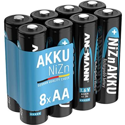 Ansmann Batterie Nickel-Zinc AA 1,6V 1600mAh (2500mWh) Mignon NiZn/Ni-Zn Accu AA Piles Rechargeables AA Remplacement de Piles jetables 1,5V (8 pièces) Ansmann Batterie Nickel-Zinc AA 1,6V 1600mAh (2500mWh) Mignon NiZn/Ni-Zn Accu AA Piles Rechargeables AA Remplacement de Piles jetables 1,5V (8 pièces)