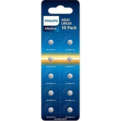 Philips Alcaline Piles Bouton LR626 (AG4) 1,5 V Lot de 10 Philips Alcaline Piles Bouton LR626 (AG4) 1,5 V Lot de 10
