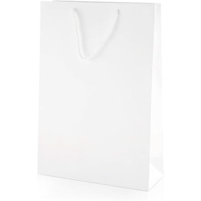 Thepaperbagstore 10 Moyenne Haute sacs cadeau Blancs mats 25x36x10cm Sacs cadeau laminés mats luxe avec anses corde et bases renforcées pour cadeaux, commerce et événements Thepaperbagstore 10 Moyenne Haute sacs cadeau Blancs mats 25x36x10cm Sacs cadeau laminés mats luxe avec anses corde et bases renforcées pour cadeaux, commerce et événements