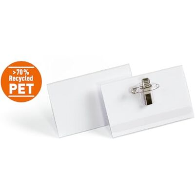 Durable Lot de 50 étiquettes nominatives 54 x 90 mm avec pince combinée rPET 824219 Durable Lot de 50 étiquettes nominatives 54 x 90 mm avec pince combinée rPET 824219