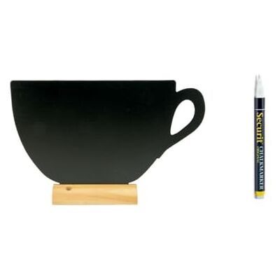 SECURIT Silhouette Ardoise ''Tasse'' Base en Bois Feutre-craie Inclus SECURIT Silhouette Ardoise ''Tasse'' Base en Bois Feutre-craie Inclus