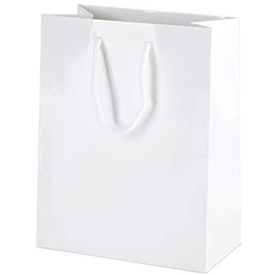 Thepaperbagstore 10 Petite sacs cadeau Blancs brillants 16x21x10cm Sacs cadeau laminés brillants luxe avec anses corde et bases renforcées pour cadeaux, commerce et événements Thepaperbagstore 10 Petite sacs cadeau Blancs brillants 16x21x10cm Sacs cadeau laminés brillants luxe avec anses corde et bases renforcées pour cadeaux, commerce et événements