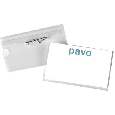 Pavo Pack de 50 Badges 40 x 60 mm PVC avec Epingle Transparent Pavo Pack de 50 Badges 40 x 60 mm PVC avec Epingle Transparent