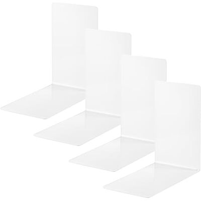 Alco -Albert 4301-10-4 Lot de 4 serre-livres en métal, blancs, 14 x 14 x 8,5 cm, pour l'école, le bureau et la maison Alco -Albert 4301-10-4 Lot de 4 serre-livres en métal, blancs, 14 x 14 x 8,5 cm, pour l'école, le bureau et la maison