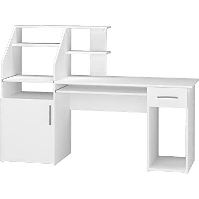 Vicco Bureau "Edwin", Blanc 166 x 50.5 cm avec étagère ouverte et plateau pour unité centrale Vicco Bureau "Edwin", Blanc 166 x 50.5 cm avec étagère ouverte et plateau pour unité centrale