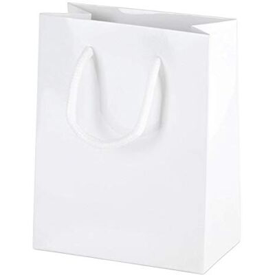 Thepaperbagstore 10 sacs cadeau blancs brillants 11,5 x 14,5 x 6,5 cm Carton 250 gsm laminé brillant, poignées corde et base renforcée pour cadeaux, boutiques et événements Thepaperbagstore 10 sacs cadeau blancs brillants 11,5 x 14,5 x 6,5 cm Carton 250 gsm laminé brillant, poignées corde et base renforcée pour cadeaux, boutiques et événements