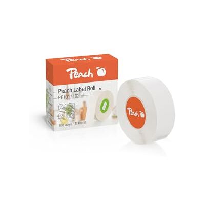 Peach Ruban d'étiquettes thermiques blanc 14 x 40 mm 180 étiquettes par rouleau PE101A Peach Ruban d'étiquettes thermiques blanc 14 x 40 mm 180 étiquettes par rouleau PE101A