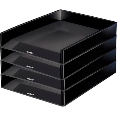 Leitz Lot de 4 corbeilles à courrier Duo Colour, noir, 53610095 Leitz Lot de 4 corbeilles à courrier Duo Colour, noir, 53610095