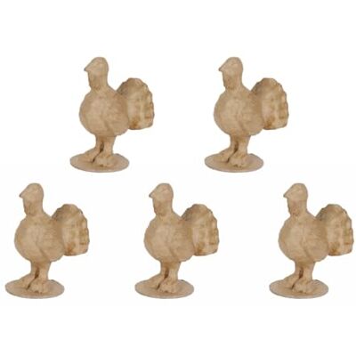décopatch AP169Cpack Un lot de 5 supports en papier brun pulpé 7,5x11,5x8,5 cm, Dinde décopatch AP169Cpack Un lot de 5 supports en papier brun pulpé 7,5x11,5x8,5 cm, Dinde