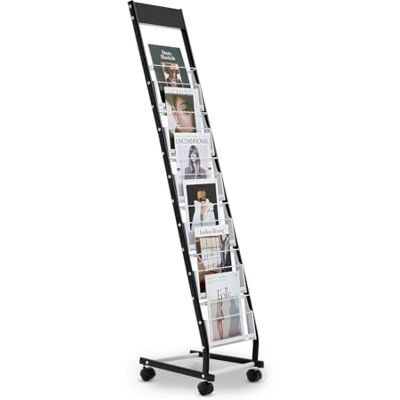 VEVOR Présentoir de sol pour brochure, présentoir pour brochure, magazine, 6 étagères, avec roues, porte-revues de sol porte-catalogues, support pour magazines pour bureau de poste VEVOR Présentoir de sol pour brochure, présentoir pour brochure, magazine, 6 étagères, avec roues, porte-revues de sol porte-catalogues, support pour magazines pour bureau de poste