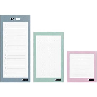 Miquelrius Lot de 3 Blocs-Notes To Do, 60 Feuilles Formats 90 x 200, 90 x 150 et 90 x 95 mm, Papier Blanc 80 g/m², Pages Encollées, Base Cartonnée Miquelrius Lot de 3 Blocs-Notes To Do, 60 Feuilles Formats 90 x 200, 90 x 150 et 90 x 95 mm, Papier Blanc 80 g/m², Pages Encollées, Base Cartonnée