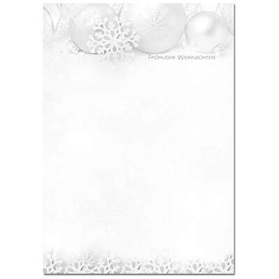 Sigel DP089 Papier à lettre de Noël, décorations de Noël, 21 x 29,7 cm, 90g/m², blanc et argenté, 100 feuilles Sigel DP089 Papier à lettre de Noël, décorations de Noël, 21 x 29,7 cm, 90g/m², blanc et argenté, 100 feuilles