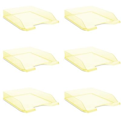 DONAU Lot de 6 corbeilles à courrier standard Jaune transparent Format A4 Moderne et empilable En polystyrène DONAU Lot de 6 corbeilles à courrier standard Jaune transparent Format A4 Moderne et empilable En polystyrène