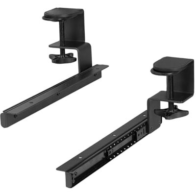VIVO MOUNT-RAIL02 Ensemble de rails de 30,5 cm à fixation par pince en C pour faire soi-même un plateau de clavier en bois coulissant sous le bureau, noir (jeu de rails uniquement, plateau non inclus) VIVO MOUNT-RAIL02 Ensemble de rails de 30,5 cm à fixation par pince en C pour faire soi-même un plateau de clavier en bois coulissant sous le bureau, noir (jeu de rails uniquement, plateau non inclus)