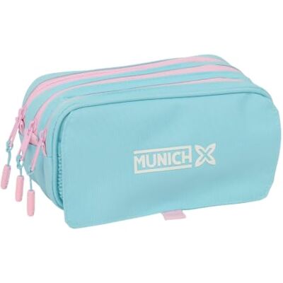 safta Trousse scolaire triple Munich Sky, avec 3 compartiments et fermetures éclair, poche avant, sangle arrière adaptable au chariot porte-sac à dos, dimensions 21,5 x 8 x 10 cm safta Trousse scolaire triple Munich Sky, avec 3 compartiments et fermetures éclair, poche avant, sangle arrière adaptable au chariot porte-sac à dos, dimensions 21,5 x 8 x 10 cm