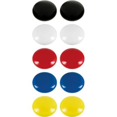 Westcott E-10814 00 Lot de 10 aimants ronds de 25 mm, 2 x blanc, noir, rouge, bleu, jaune Westcott E-10814 00 Lot de 10 aimants ronds de 25 mm, 2 x blanc, noir, rouge, bleu, jaune