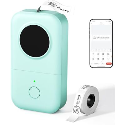 Phomemo Imprimante d'étiquettes Bluetooth thermique D30 Mini imprimante d'étiquettes adhésives personnalisées, compatible avec iOS et Android et 1 rouleau inclus, vert Phomemo Imprimante d'étiquettes Bluetooth thermique D30 Mini imprimante d'étiquettes adhésives personnalisées, compatible avec iOS et Android et 1 rouleau inclus, vert