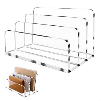 fuxunamz Plateau de bureau en papier à 3 niveaux, organisateur de bureau en acrylique et support pour cartes, pour bureau et bureau à domicile, solution de rangement élégante, 17,5 x 10,4 x 10,1 cm fuxunamz Plateau de bureau en papier à 3 niveaux, organisateur de bureau en acrylique et support pour cartes, pour bureau et bureau à domicile, solution de rangement élégante, 17,5 x 10,4 x 10,1 cm
