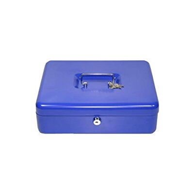 Alco -Albert Caisse à monnaie verrouillable bleu foncé Caisse avec compartiment à monnaie, 2 clés et poignée de transport, 310 x 225 x 75 mm Alco -Albert Caisse à monnaie verrouillable bleu foncé Caisse avec compartiment à monnaie, 2 clés et poignée de transport, 310 x 225 x 75 mm