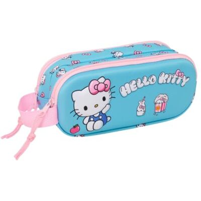 safta Trousse scolaire double 3D Hello Kitty avec deux compartiments et fermetures éclair, poignée latérale, dimensions 21 x 6 x 8 cm, trousse scolaire 2 compartiments safta Trousse scolaire double 3D Hello Kitty avec deux compartiments et fermetures éclair, poignée latérale, dimensions 21 x 6 x 8 cm, trousse scolaire 2 compartiments