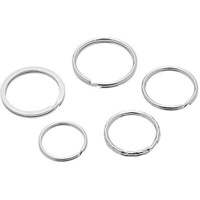 WEDO Lot de 15 anneaux porte-clés en métal Différentes tailles Argenté WEDO Lot de 15 anneaux porte-clés en métal Différentes tailles Argenté