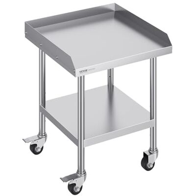 VEVOR Table de travail en métal robuste à 4 roues, dosseret à 3 côtés, table de travail en métal pour restaurant, maison, hôtel (61 x 61 x 76,2 cm) VEVOR Table de travail en métal robuste à 4 roues, dosseret à 3 côtés, table de travail en métal pour restaurant, maison, hôtel (61 x 61 x 76,2 cm)