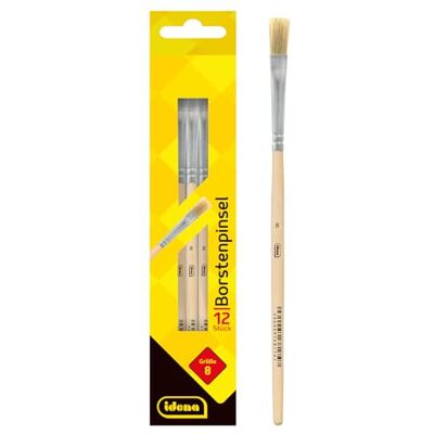 Idena 90096 Lot de 12 pinceaux à poils avec manche en bois non peint pour écoliers et artistes amateurs Idena 90096 Lot de 12 pinceaux à poils avec manche en bois non peint pour écoliers et artistes amateurs