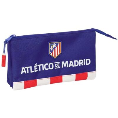 safta Trousse scolaire triple Atlético de Madrid, trousse scolaire avec 3 compartiments séparés et fermeture éclair, dimensions 22 x 3 x 12 cm, trousse scolaire 3 compartiments safta Trousse scolaire triple Atlético de Madrid, trousse scolaire avec 3 compartiments séparés et fermeture éclair, dimensions 22 x 3 x 12 cm, trousse scolaire 3 compartiments