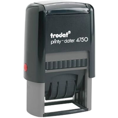 Trodat 4750/L1 Printy Tampon dateur avec plaque texte « Eingegangen » Noir (Version Allemande) Trodat 4750/L1 Printy Tampon dateur avec plaque texte « Eingegangen » Noir (Version Allemande)