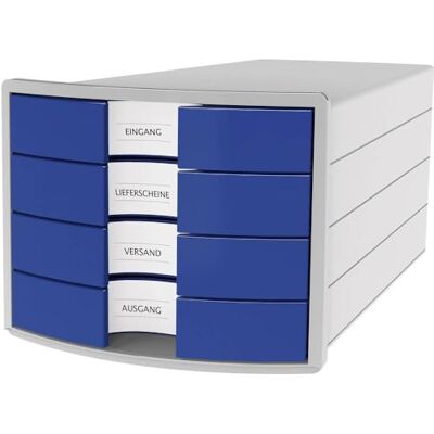HAN 1x boîte à tiroirs IMPULS 2.0 gris clair/bleu A4/C4 4 tiroirs HAN 1x boîte à tiroirs IMPULS 2.0 gris clair/bleu A4/C4 4 tiroirs