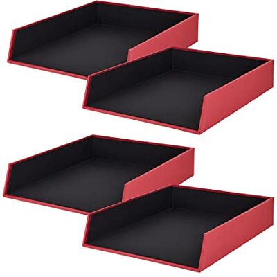 Rössler Papier 1335452360-4 S.O.H.O Corbeille de Rangement pour DIN A4, Rouge, 4 pièces, Casiers de Rangement empilables, Corbeille à courrier 26 x 6 x 32 cm Rössler Papier 1335452360-4 S.O.H.O Corbeille de Rangement pour DIN A4, Rouge, 4 pièces, Casiers de Rangement empilables, Corbeille à courrier 26 x 6 x 32 cm