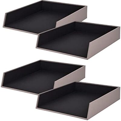 Rössler Papier 1335452490-4 S.O.H.O Corbeille de rangement pour DIN A4, taupe, 4 pièces, casiers de rangement empilables, corbeille à courrier 26 x 6 x 32 cm Rössler Papier 1335452490-4 S.O.H.O Corbeille de rangement pour DIN A4, taupe, 4 pièces, casiers de rangement empilables, corbeille à courrier 26 x 6 x 32 cm
