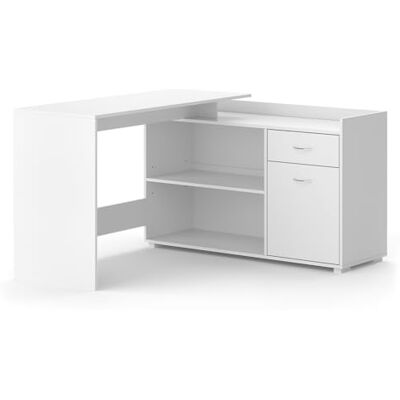 Vicco Bureau "Noira", Blanc 135 x 77 cm avec tiroir, convient pour un montage d’angle à gauche ou à droite Vicco Bureau "Noira", Blanc 135 x 77 cm avec tiroir, convient pour un montage d’angle à gauche ou à droite