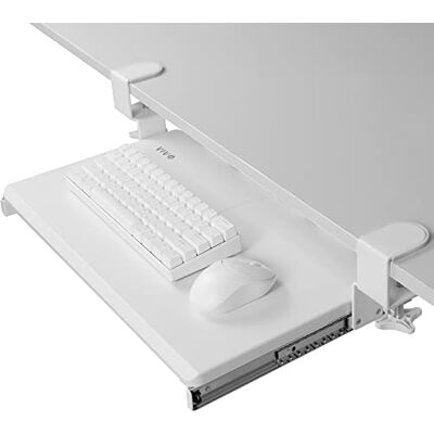 VIVO MOUNT-KB05ES-W Petit plateau pour clavier, avec système de fixation en C extra robuste, 20 (26 pinces incluses) x 28 cm, blanc VIVO MOUNT-KB05ES-W Petit plateau pour clavier, avec système de fixation en C extra robuste, 20 (26 pinces incluses) x 28 cm, blanc