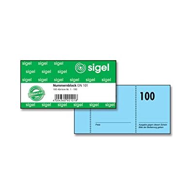 Sigel GN101 Numéros Bloc, numérotées 1–100, 10,5 x 5 cm, 100 tickets Sigel GN101 Numéros Bloc, numérotées 1–100, 10,5 x 5 cm, 100 tickets