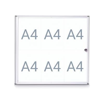 MAUL Vitrine affichage extraslim argent 6 x A4 cadre aluminium profil extra-fin mural, porte verrouillable, fond magnétique inscriptible, surface effaçable, fenêtre en verre synthétique MAUL Vitrine affichage extraslim argent 6 x A4 cadre aluminium profil extra-fin mural, porte verrouillable, fond magnétique inscriptible, surface effaçable, fenêtre en verre synthétique