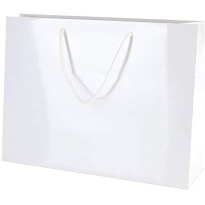 Thepaperbagstore 10 Moyenne Large sacs cadeau blancs brillants 35x24x10cm Sacs cadeau laminés brillants luxe avec anses corde et bases renforcées pour cadeaux, commerce et événements Thepaperbagstore 10 Moyenne Large sacs cadeau blancs brillants 35x24x10cm Sacs cadeau laminés brillants luxe avec anses corde et bases renforcées pour cadeaux, commerce et événements