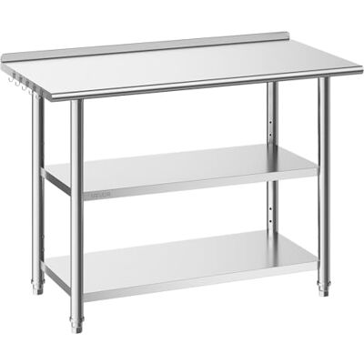 VEVOR Table de travail pour cuisine à 3 étages, table de restauration en acier inoxydable sans roues, 3 étagères, 1219 x 610 x 864 mm, charge maximale 245 kg, préparation restaurant, hôtel VEVOR Table de travail pour cuisine à 3 étages, table de restauration en acier inoxydable sans roues, 3 étagères, 1219 x 610 x 864 mm, charge maximale 245 kg, préparation restaurant, hôtel