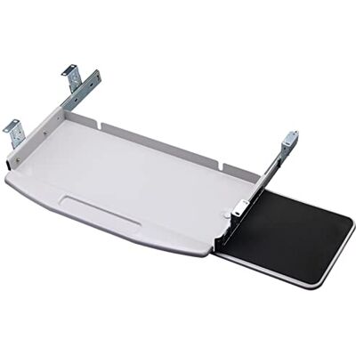 YFWOKSL Extension de bureau, tiroir de clavier sous le bureau, plaque d'extension de bureau coulissante en métal, plateau de clavier ergonomique réglable en hauteur avec plateau de souris réglable à YFWOKSL Extension de bureau, tiroir de clavier sous le bureau, plaque d'extension de bureau coulissante en métal, plateau de clavier ergonomique réglable en hauteur avec plateau de souris réglable à