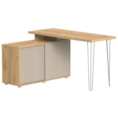 Vicco Bureau d'angle "Notivo", Cachemire 135 x 55 cm avec armoire de classement, adapté au télétravail et au bureau Vicco Bureau d'angle "Notivo", Cachemire 135 x 55 cm avec armoire de classement, adapté au télétravail et au bureau