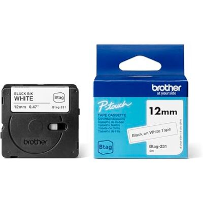 Brother Btag-231 Ruban pour étiqueteuse Noir/blanc 12 mm x 4 m Brother Btag-231 Ruban pour étiqueteuse Noir/blanc 12 mm x 4 m