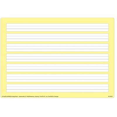 TimeTEX Tableau blanc PRIMA-COLORI pour les débutants en écriture avec sept lignes d'écriture en trois parties, contenu : 6 tableaux blancs d'exercices d'écriture, stylo à film avec raclette en feutre TimeTEX Tableau blanc PRIMA-COLORI pour les débutants en écriture avec sept lignes d'écriture en trois parties, contenu : 6 tableaux blancs d'exercices d'écriture, stylo à film avec raclette en feutre