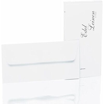 Rössler 2032705002 Lot de 20 enveloppes en lin avec doublure en soie Blanc Rössler 2032705002 Lot de 20 enveloppes en lin avec doublure en soie Blanc